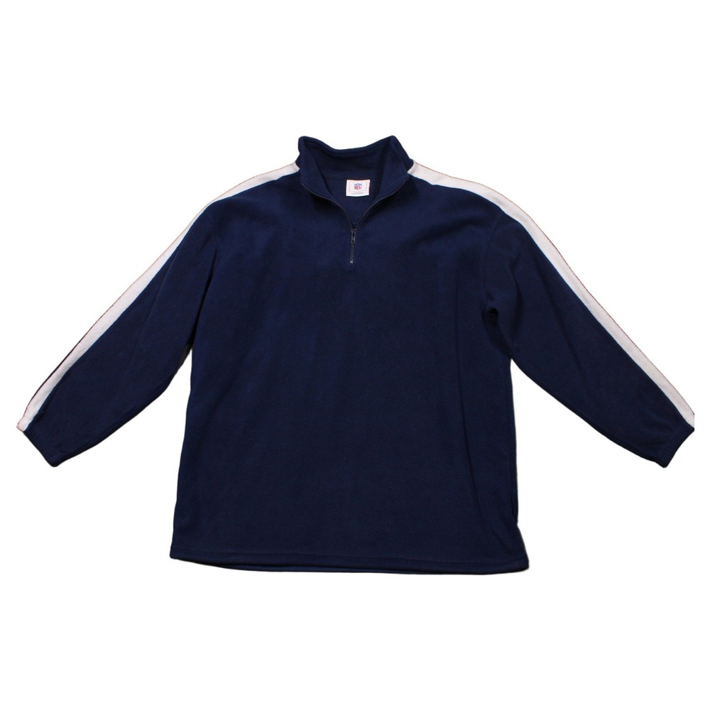 NFL Mens Quarter Zip Fleece Pullover Navy Blue White Stripe 2XL 0815010 C3